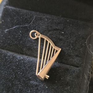 14kt Gold  Harp Pendant Charm
